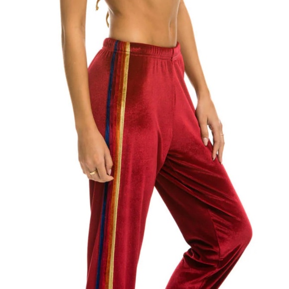Aviator Nation Classic Velvet Sweatpants in Red Size M - Picture 3 of 15